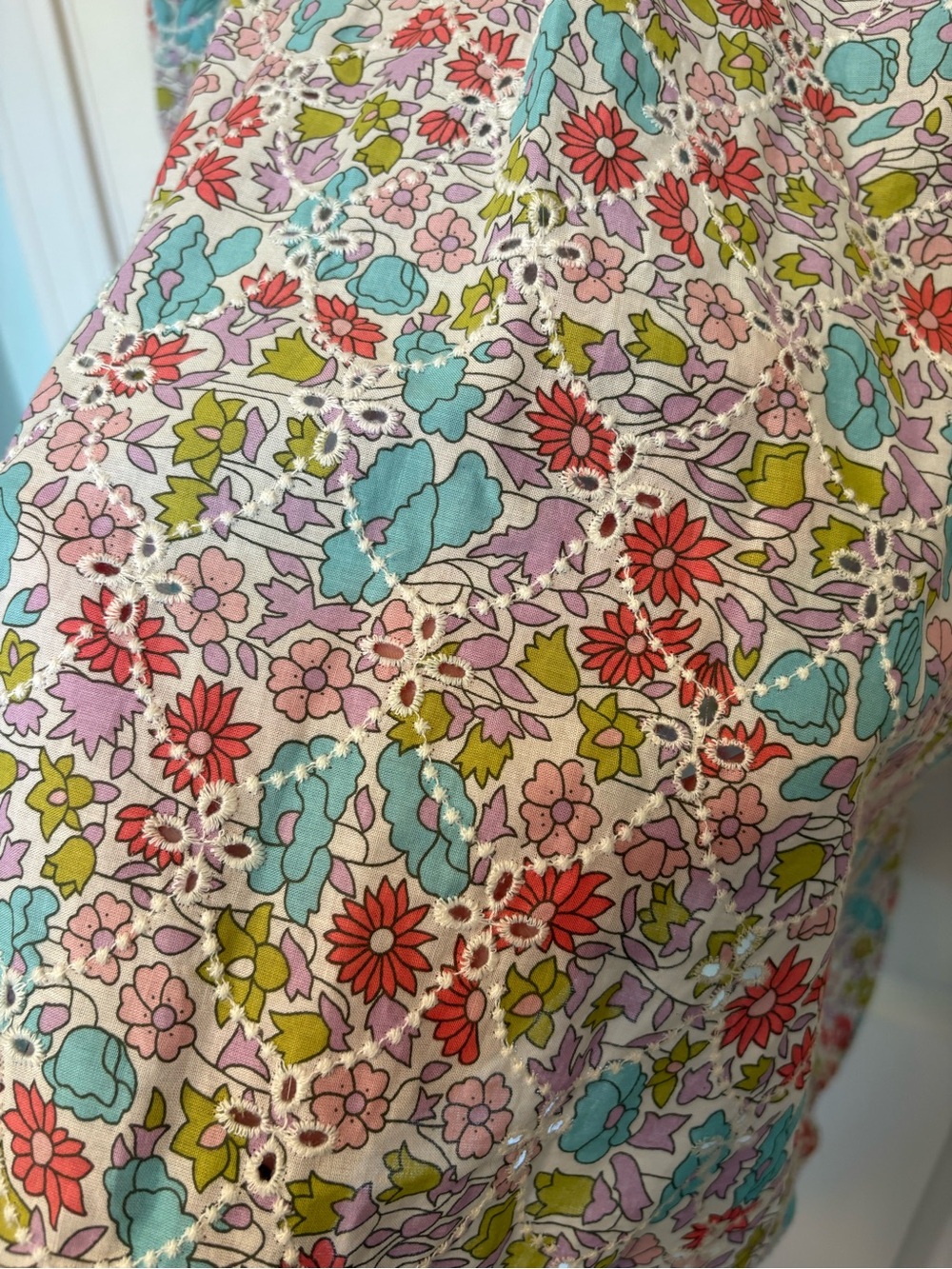 Jennifer & Grace floral eyelet puff peasant top XL - Picture 5 of 11